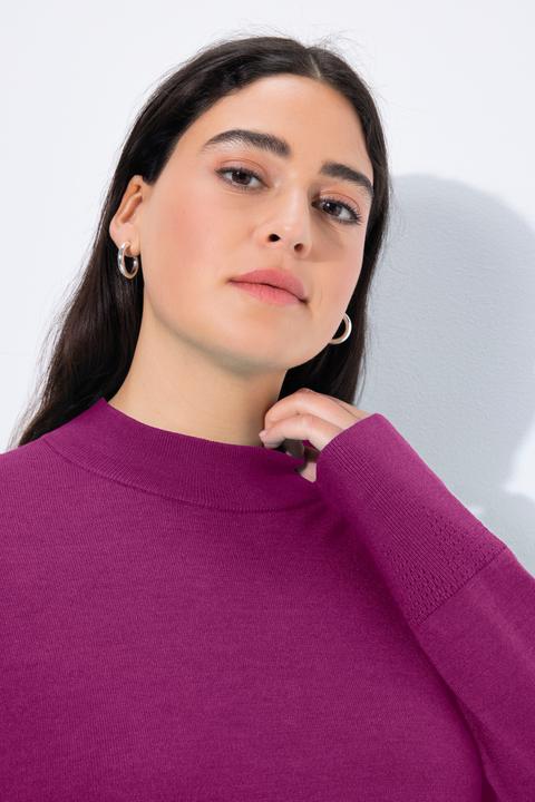 Image du produit Ulla Popken Damen grosse Grössen Pullover, Stehkragen, Langarm, Rippbündchen beere 58+ 822010827-58+ (58)