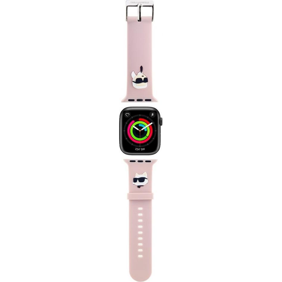 Thumbnail - Karl Lagerfeld Pasek KLAWLSLKCNP Apple Watch 42/44/45/49mm różowy/pink strap 3D Rubber Karl&Choupett (Premium Silikon, A...