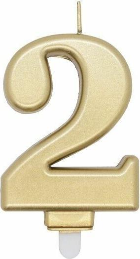 Actual product image Amscan Number candle 2 gold (1 pcs.)