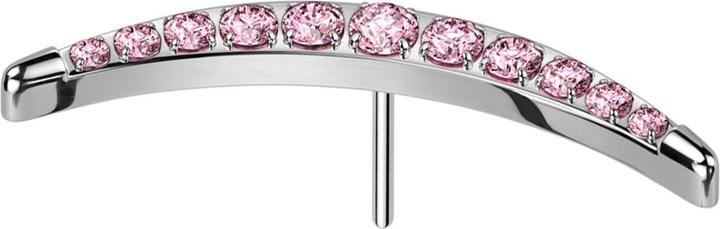 Produktbild Star Piercing Threadless Mondsichel silber mit Kristallen pink (Titan G23, ohne Messing)
