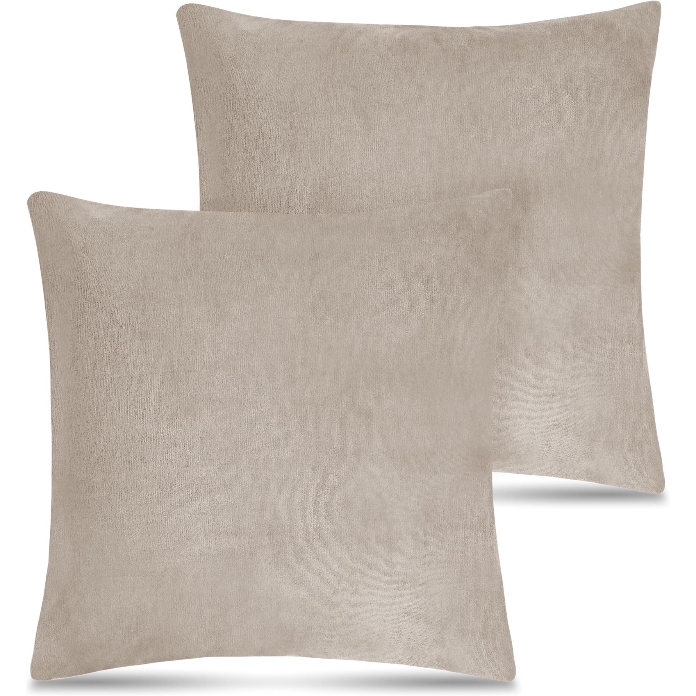 Aspero, Bettwäsche, 2 Flanell Kissenbezüge + Füllungen 60x60 cm Taupe (Kopfkissenbezug, 60 x 60 cm)