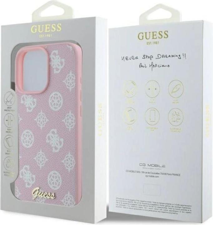Produktbild Guess GUHMP16XPGPYSP iPhone 16 Pro Max różowy/pink HC MagSafe PU Peony Script (Apple iPhone 16 Pro Max)