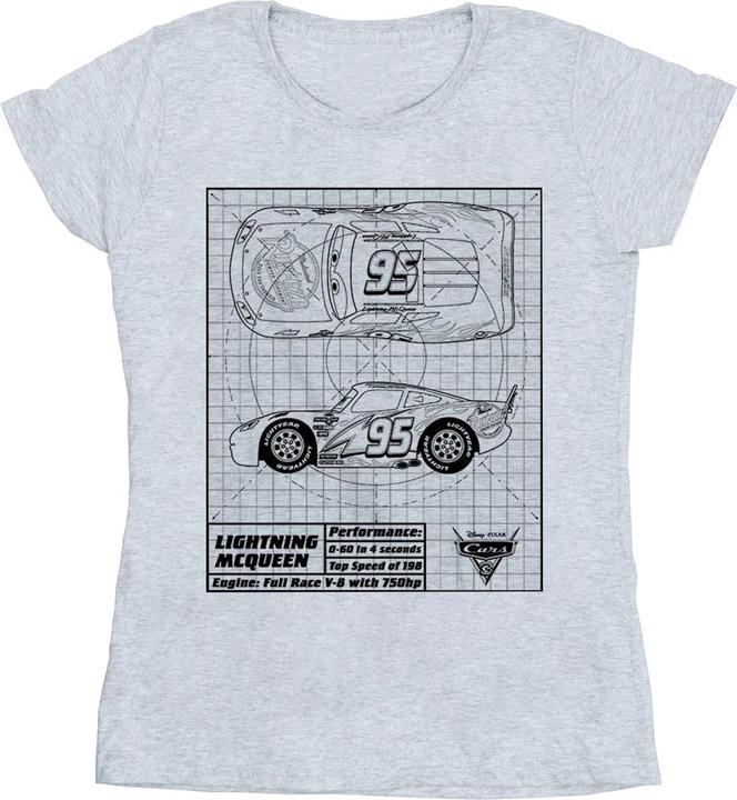 Immagine prodotto Disney Cars Lightning McQueen Blueprint Maglietta Donna (M)