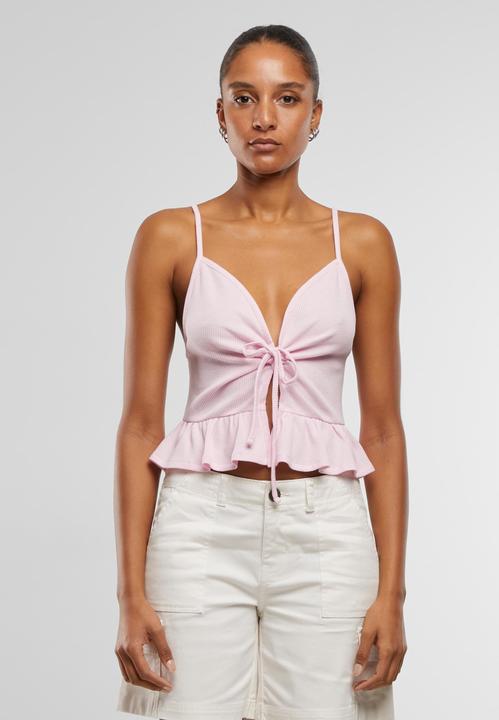 Produktbild Urban Classics Ladies Waffle Pique Ruffle Top - 137877 (4XL)