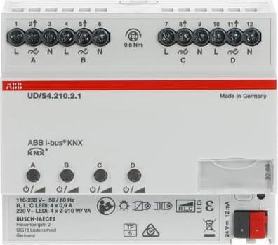 Immagine prodotto Busch-Jaeger Dimmer LED 4x210 W/VA UD/S4.210.2.1 Busch-Installationsbus KNX REG-Universa (Attuatore dimmerabile)