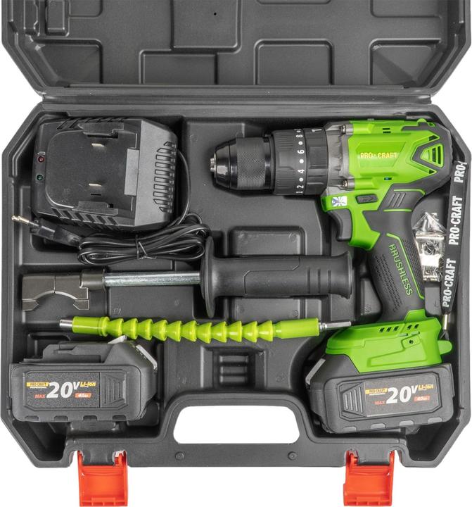 Produktbild Procraft PA18BL Akku Schlagbohrschrauber 20 V 50 Nm Brushless + 2x Akku 4,0 Ah + Ladegerät + Koffer