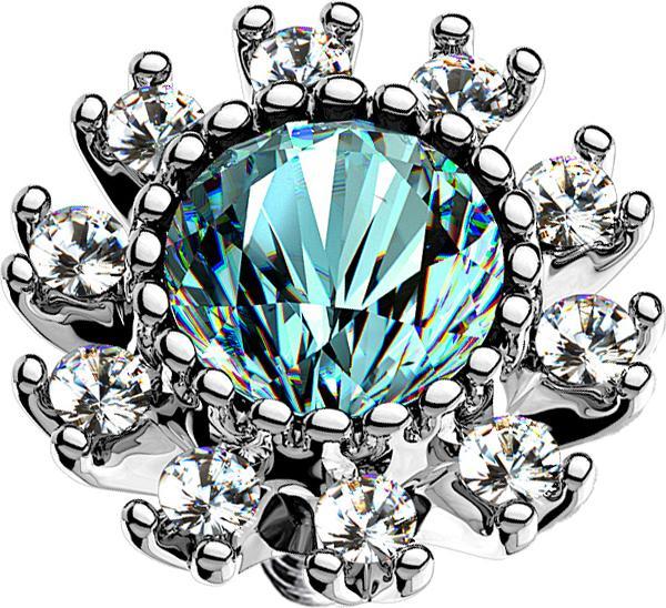 Immagine prodotto Star Piercing Dermal Anchor in argento con doppio cristallo e pavé di acqua (Ottone, Acciaio chirurgico 316L)