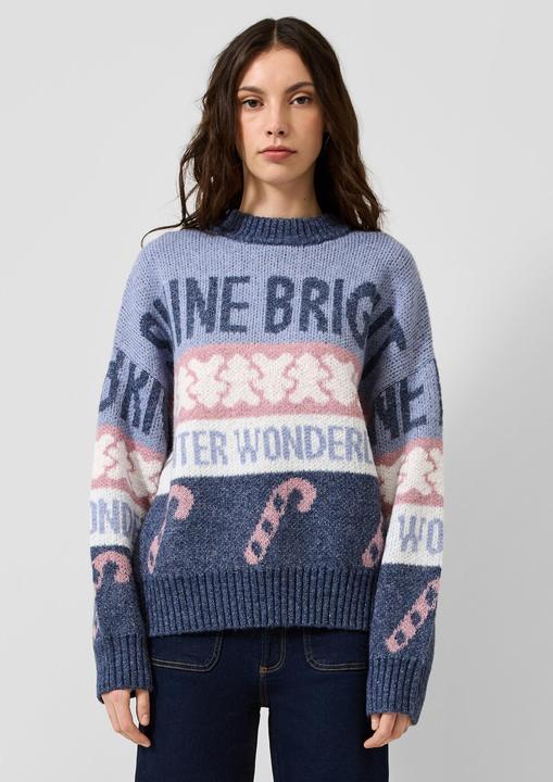 Produktbild s.Oliver Strickpullover Weihnachtspullover mit Wolle (L)