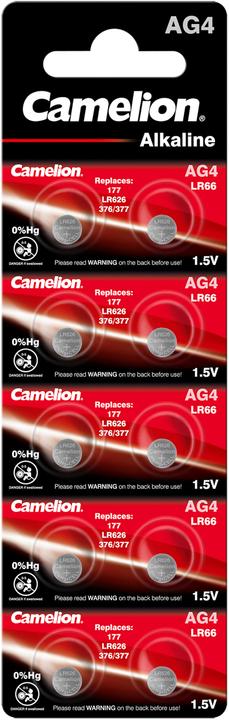 Image du produit Camelion AG4, LR66, LR626, 377 Alcaline (10 pcs, SR66, 20 mAh)