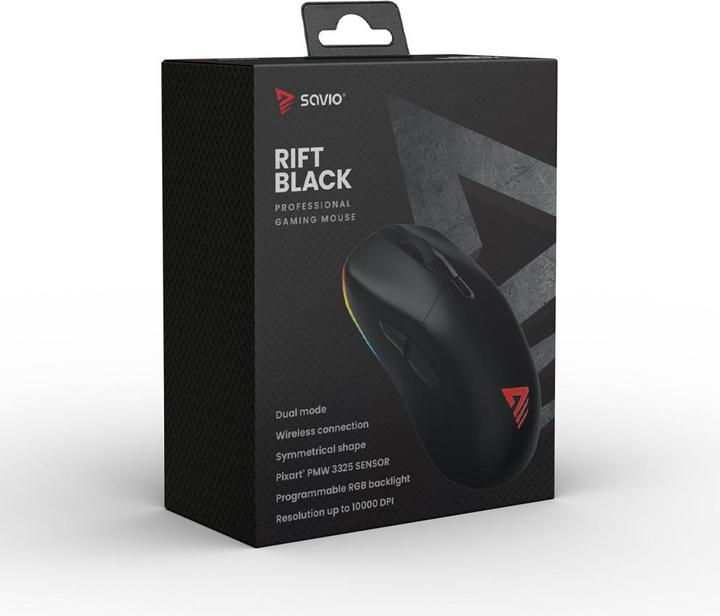 Produktbild Savio RIFT BLACK Gaming-Maus RGB Dual Mode (Kabelgebunden, Kabellos)