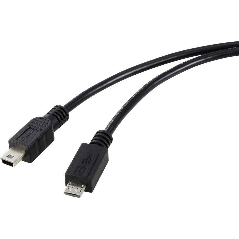 Renkforce USB-Kabel USB 2.0 USB-Micro-B Stecker, USB-Mini-B Stecker 50 cm Schwar (0.50 m, USB 2.0), USB Kabel