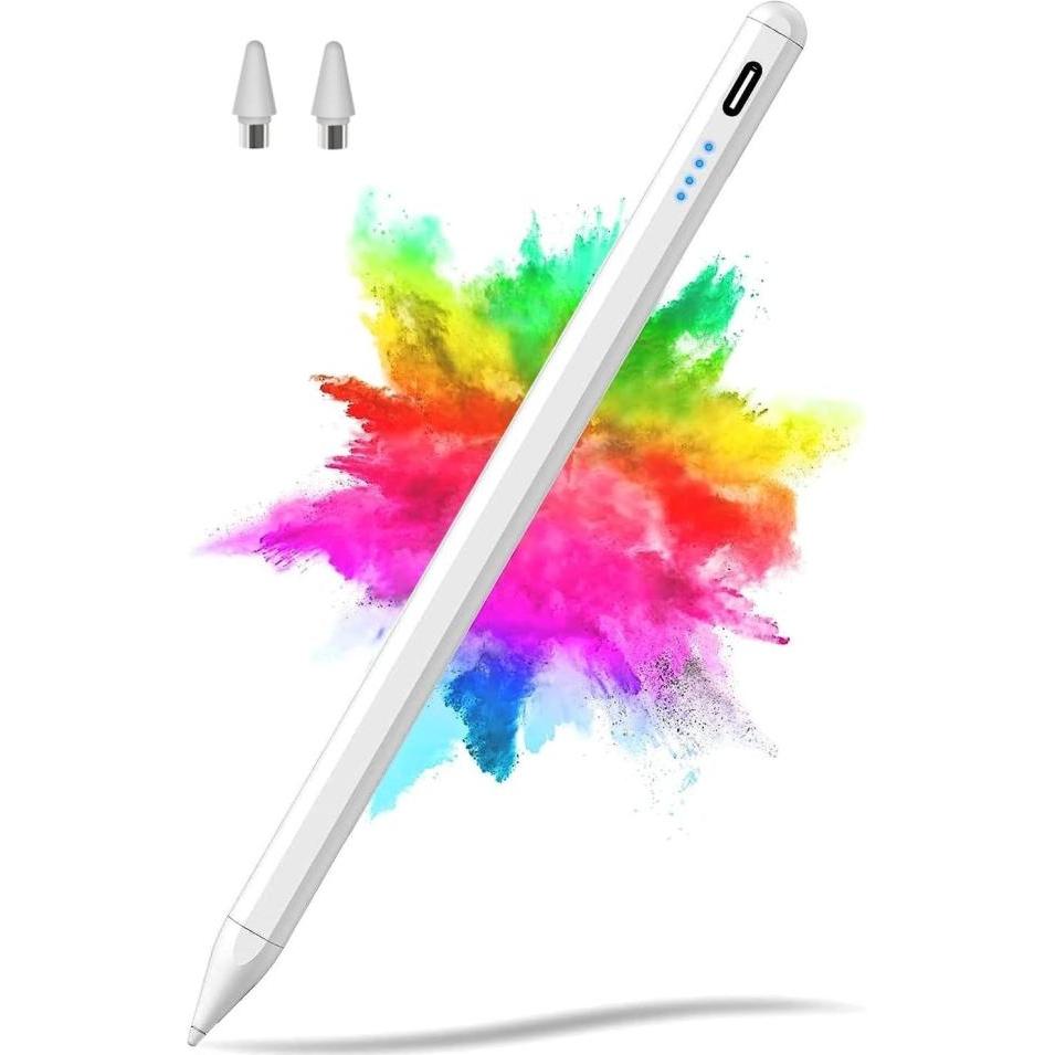 PowerGuard Universal Magnetic Stylus Pen iOS & Android Touchscreens, Penna per tablet, Bianco