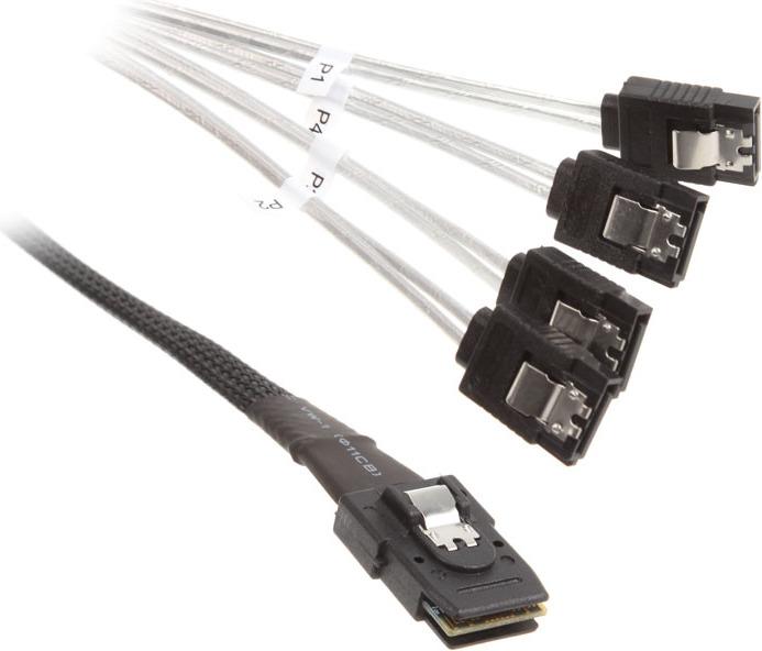 Actual product image InLine SAS cable (OCR), 1x Mini-SAS to 4x SATA