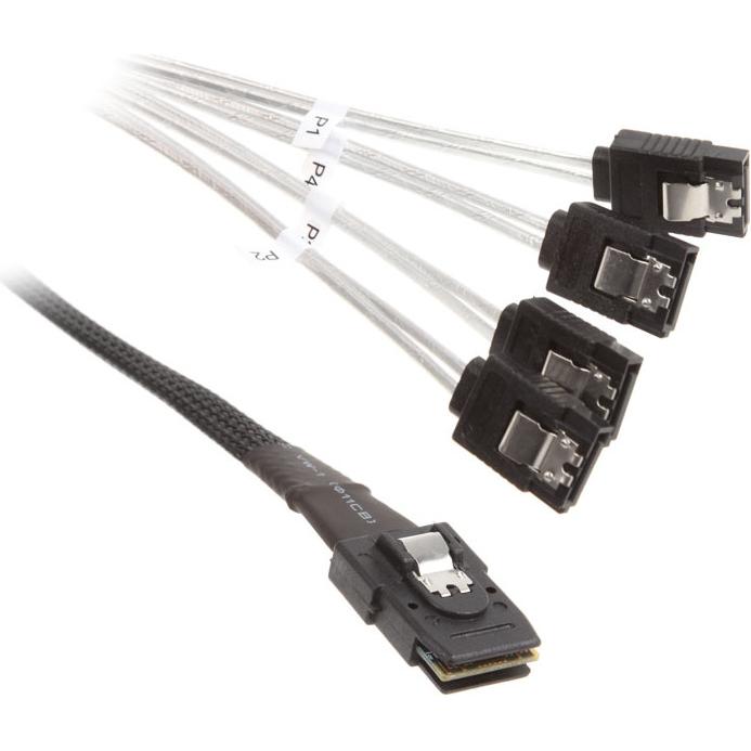 InLine SAS-Kabel (OCR), 1x Mini-SAS zu 4x SATA, Interne Kabel (PC)