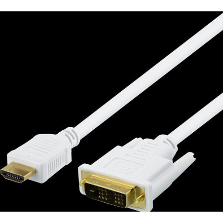 Thumbnail - Deltaco HDMI to DVI cable 7m Full HD white (7 m, HDMI), Video Kabel