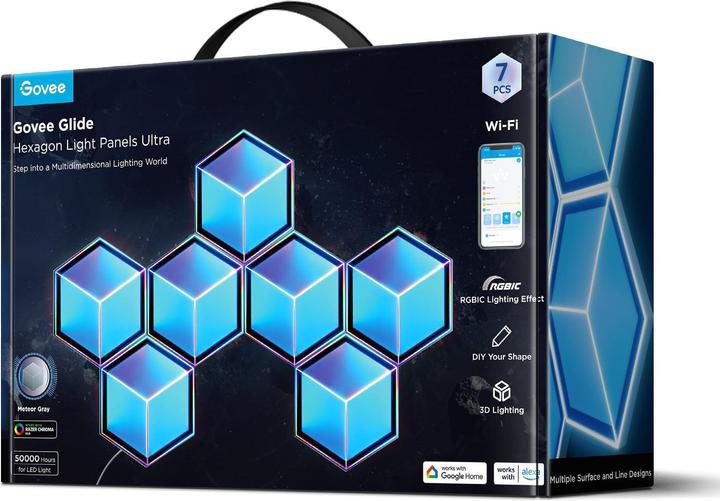 Productafbeelding Govee paneelverlichting Glide Hexa Ultra, 7-pak (130 lm)