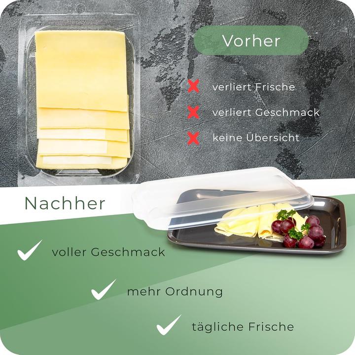 Image du produit Novaliv 10er-Set Anthrazit Premium Aufschnittbox mit Transparentem Deckel, Frischhaltedosen für Wurs (25 x 17 x 3 cm)