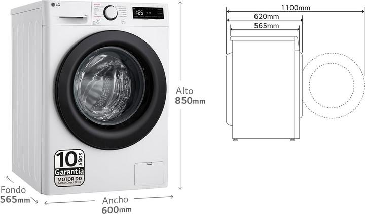 Produktbild LG Washing machine F4WR5010A6W 60 cm 1400 rpm 10 kg (10 kg, Links)