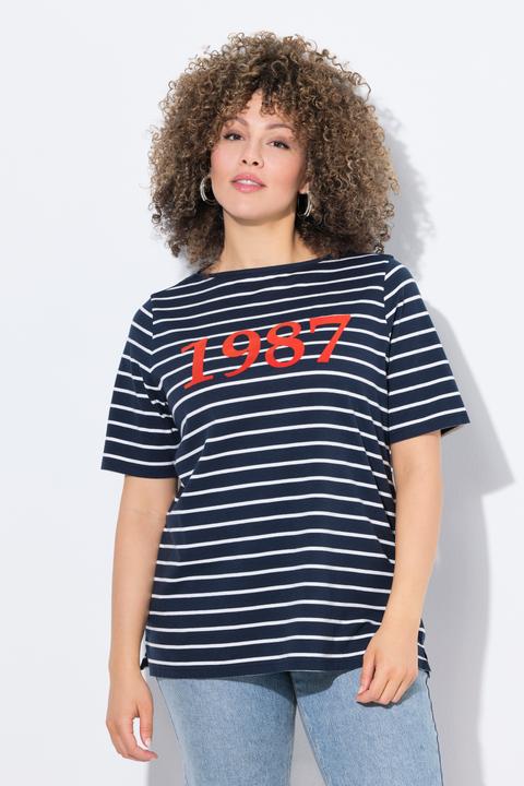 Actual product image Ulla Popken Striped 1987 Boat Neck Tee (42, 44)