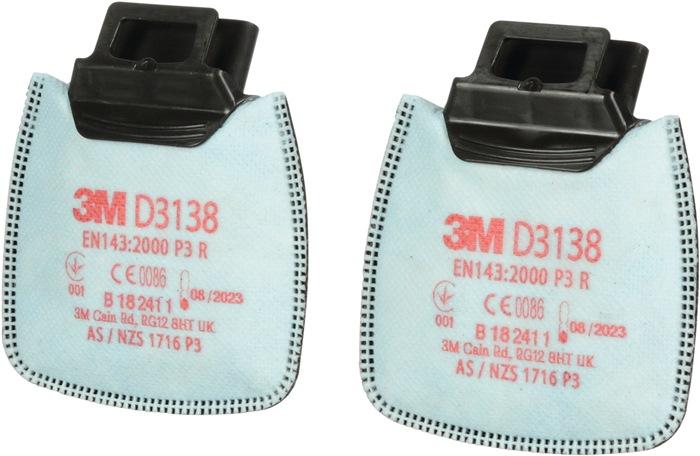 Actual product image 3M Round particle filter D3138 EN143:2000/A1:2006 P3R suitable for Secure Click series (P3 R, 2 x)