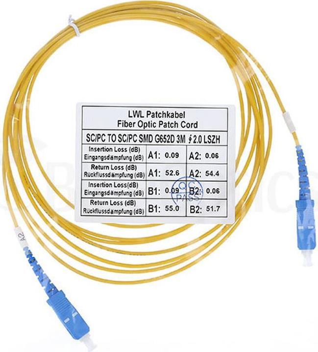 Produktbild BlueOptics Simplex LWL Patchkabel SC-UPC/SC-UPC Singlemode 0.5 Meter (0.50 m)