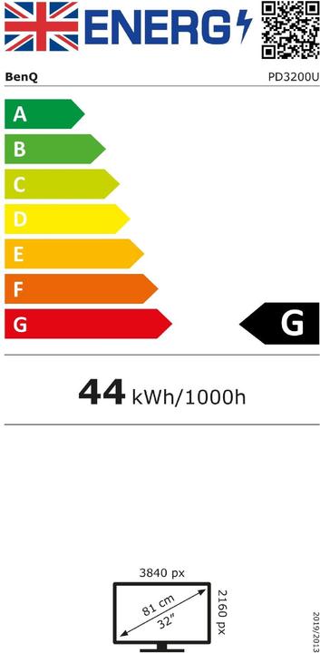 Label énergétique BenQ Pd3200u (3840 x 2160 pixels, 32")