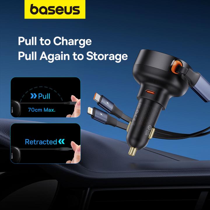 Image du produit Baseus Car Charger Enjoyment USB-C with USB-C cable and Lightning  60W