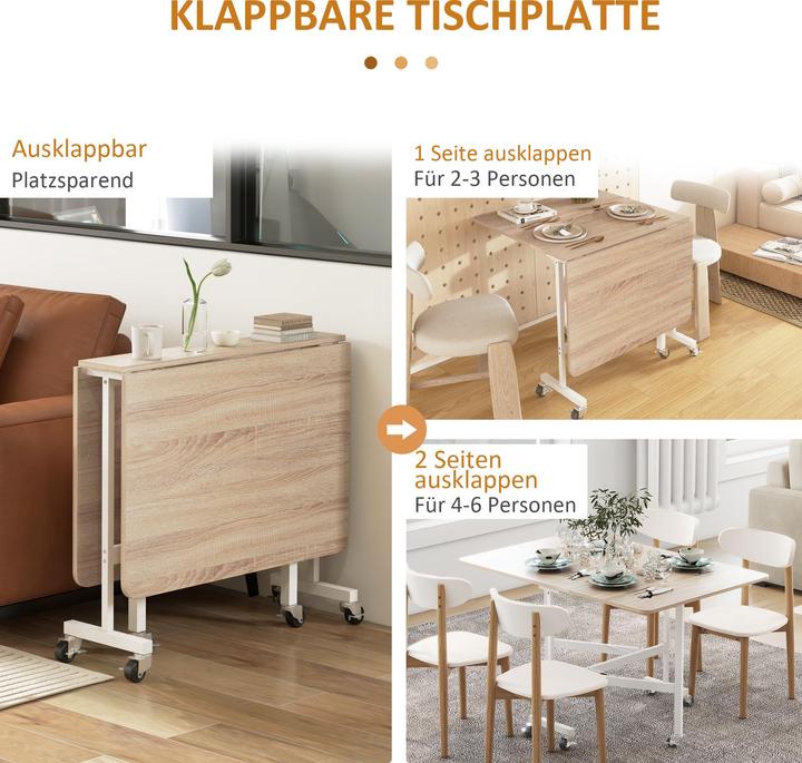 Produktbild Homcom Esstisch mit Rollen (120 x 80 x 73 cm)