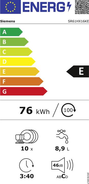 Energy Label Siemens SR61HX16KE