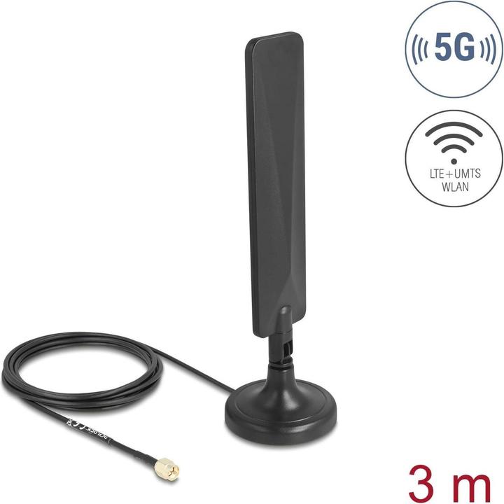 Delock 5G LTE Antenne SMA Stecker 3 dBi omnidirektional mit (5G)