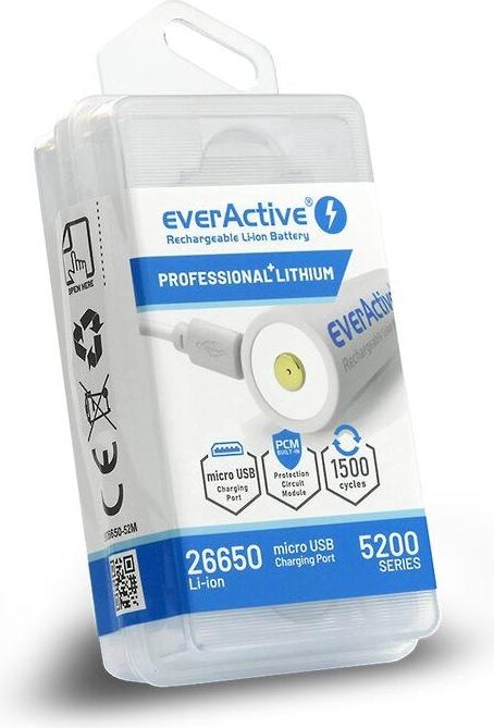 Immagine prodotto Everactive Batteria 26650, 5200 mAh (Li-Ion) (1 pz., 26650, 5200 mAh)