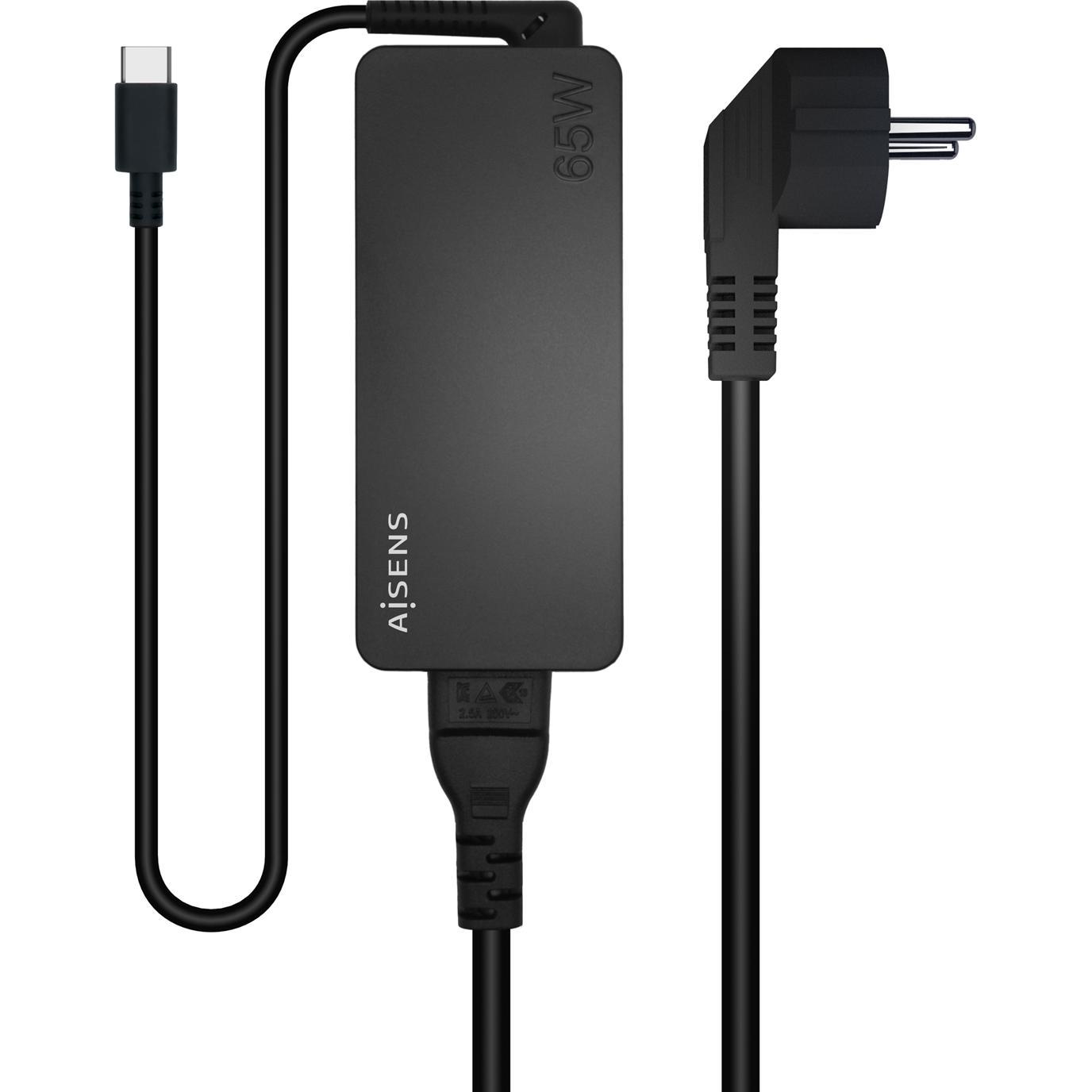 Aisens CARGADOR 65W PD3.0 1XUSB-C 1.8M NEGRO (65 W), Caricatore USB, Nero