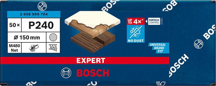Image du produit Bosch Professional Zubehör Expert M480 Filet abrasif pour ponceuse excentrique, 150 mm, G 240, 50 pièces (240)