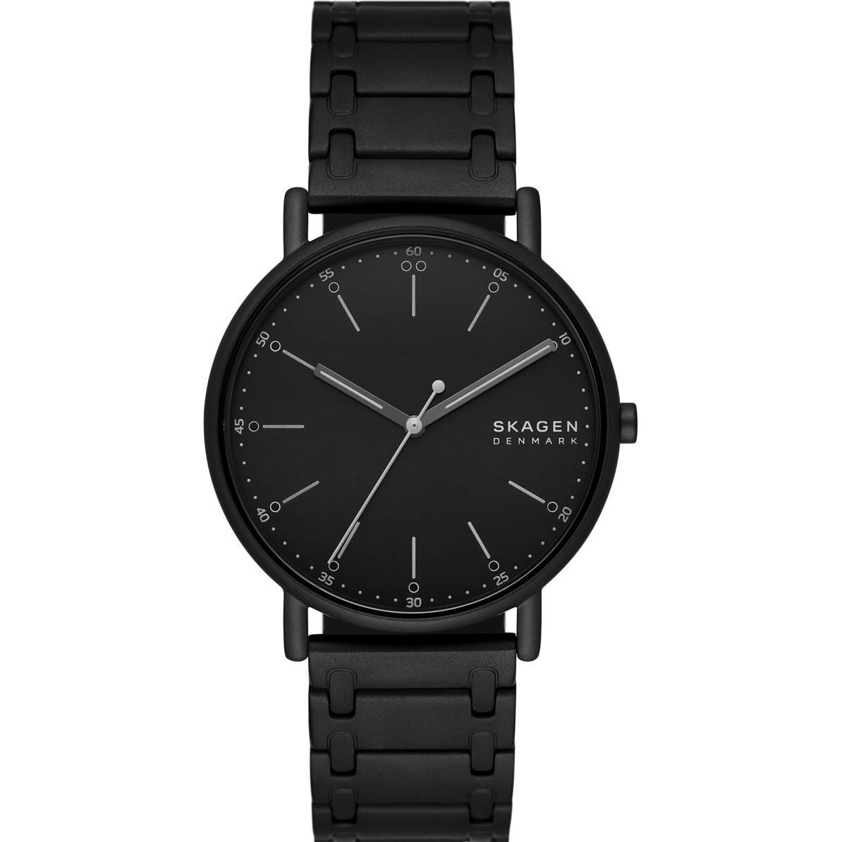 Skagen, Armbanduhr, Signatur, Schwarz, (Analoguhr, 40 mm)