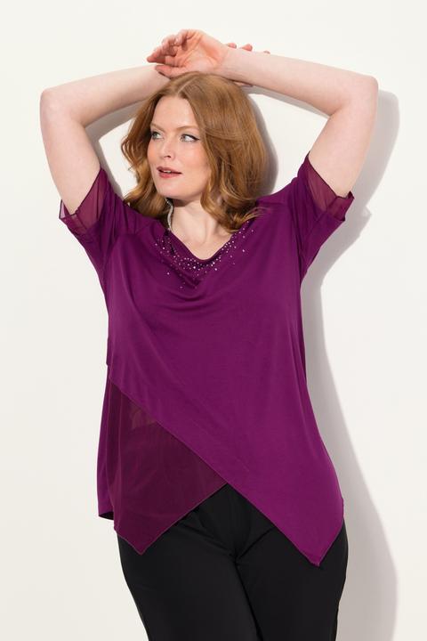 Produktbild Ulla Popken Bluse, Layering-Look, Mesh/Jersey, Zipfelsaum (50, 52)