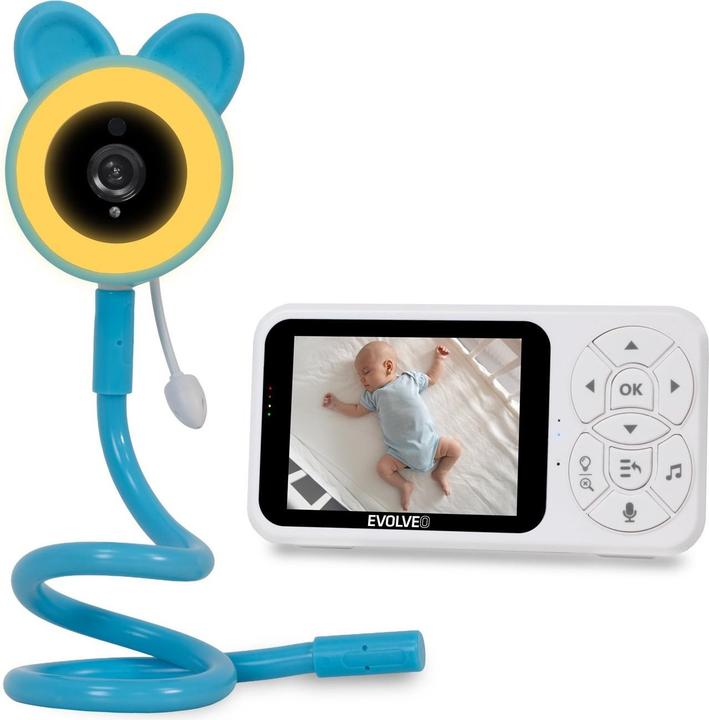 Actual product image Evolveo Baby Monitor N35, baby monitor with camera, VOX, thermometer, night vision, RGB light, Blue (Video & Audio)