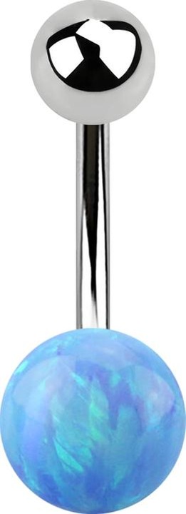 Produktbild Star Piercing Banane silber mit Kugel und Kugel Opal hellblau (Chirurgenstahl 316L, ohne Messing)