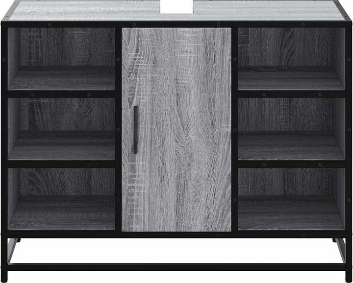 Produktbild vidaXL Waschbeckenunterschrank Grau Sonoma 80x33x60 cm Holzwerkstoff (80 x 33 x 60 cm)
