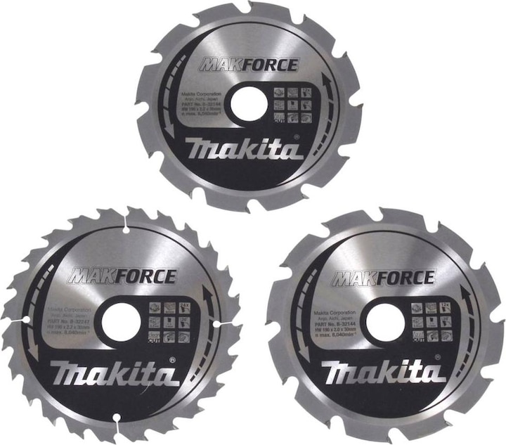 Makita Cirkelzaagbladen set 3 stuks 190 m