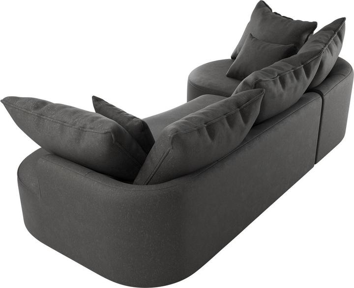Produktbild Juskys Sofa Tirano mit Ottomane links - Samt Dunkelgrau (2-Sitzer)