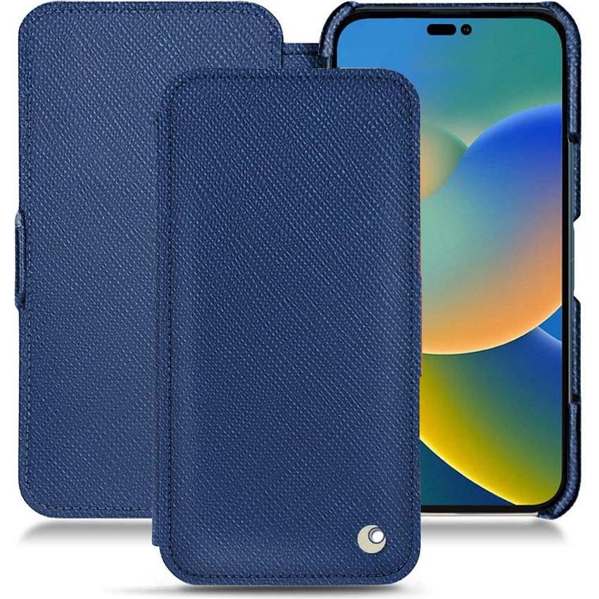 Noreve Lederschutzhülle horizontal (Apple iPhone 14), Smartphone Hülle, Blau