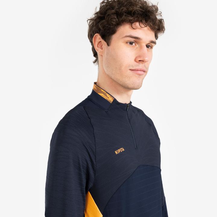 Immagine prodotto Kipsta Calcio donna/uomo 1/2 Zip - CLR blu navy/arancio (XS)