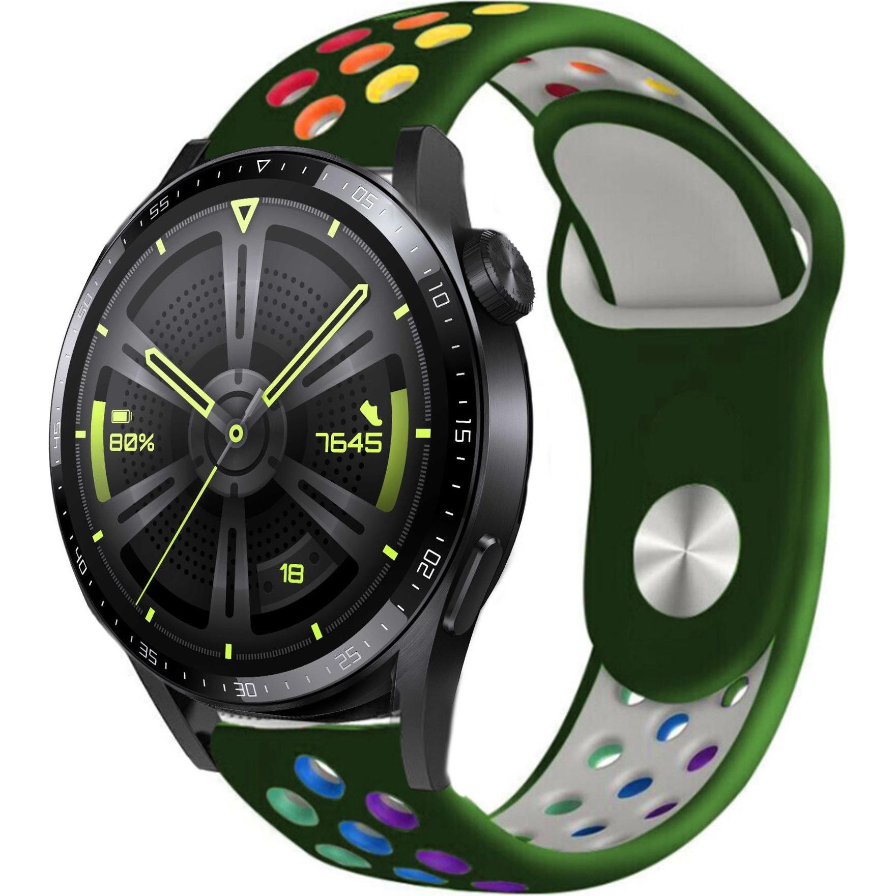 Strap-it Sportarmband (22 mm, Silikon), Uhrenarmband, Grün, Mehrfarbig