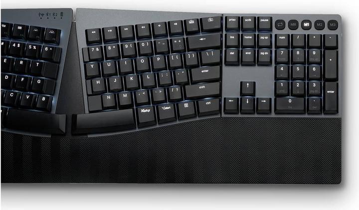 Produktbild Perixx PERIBOARD-835 BR DE, kabellose RGB-beleuchtete ergonomische mechanische Tastatur - flache bra (DE, Kabellos)