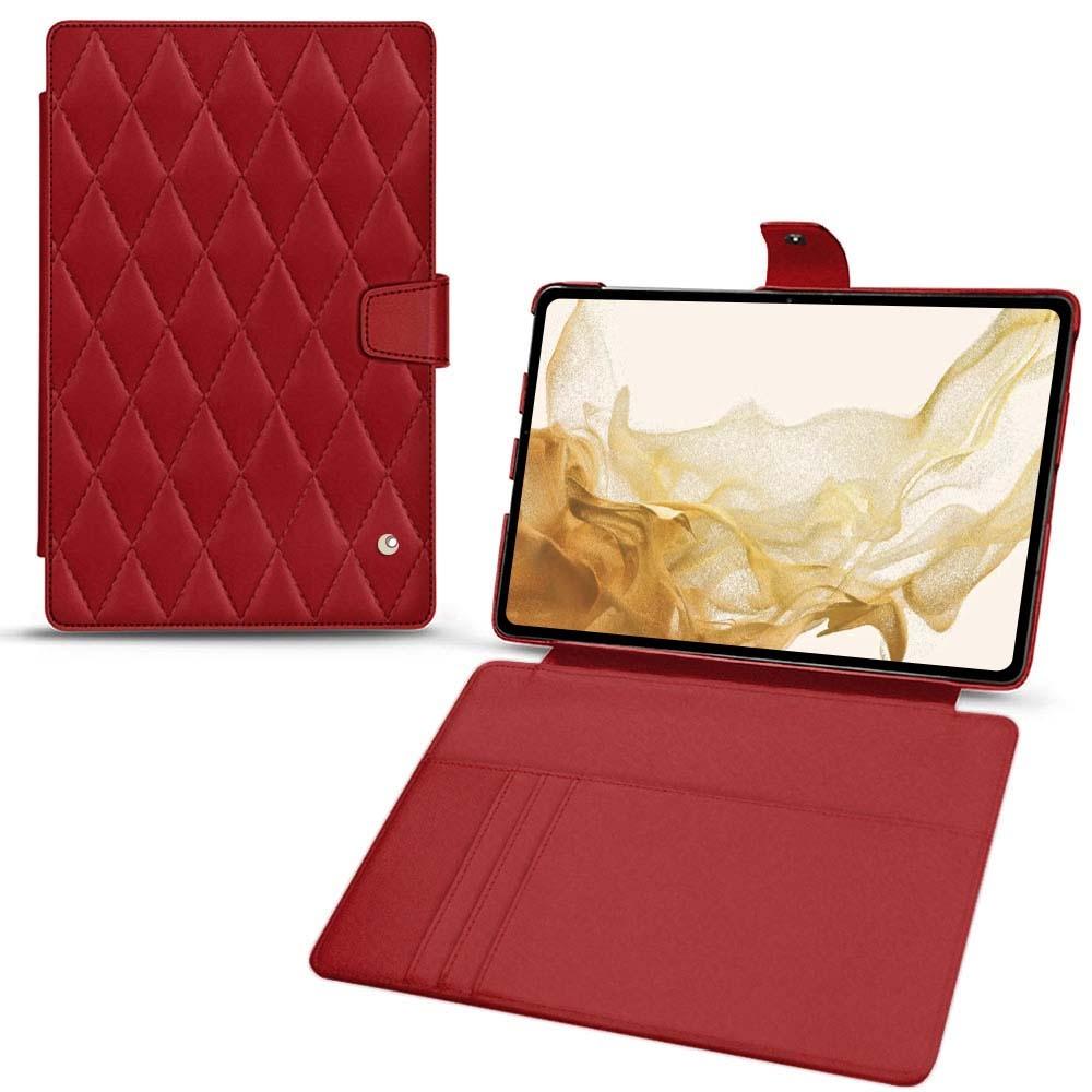 Noreve Lederschutzhülle Wallet (Galaxy Tab S8), Tablet Hülle, Rot