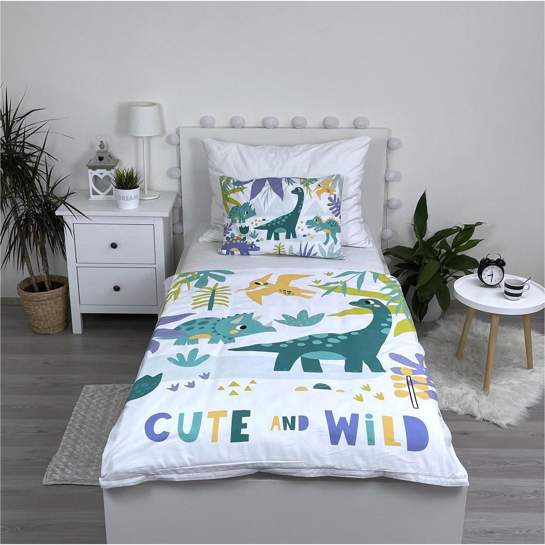 Thumbnail - Tinisu, Kinderbettwäsche, Dino Kinder-Bettwäsche Cute and Wild 100 x 135 cm - weiche Baumwolle