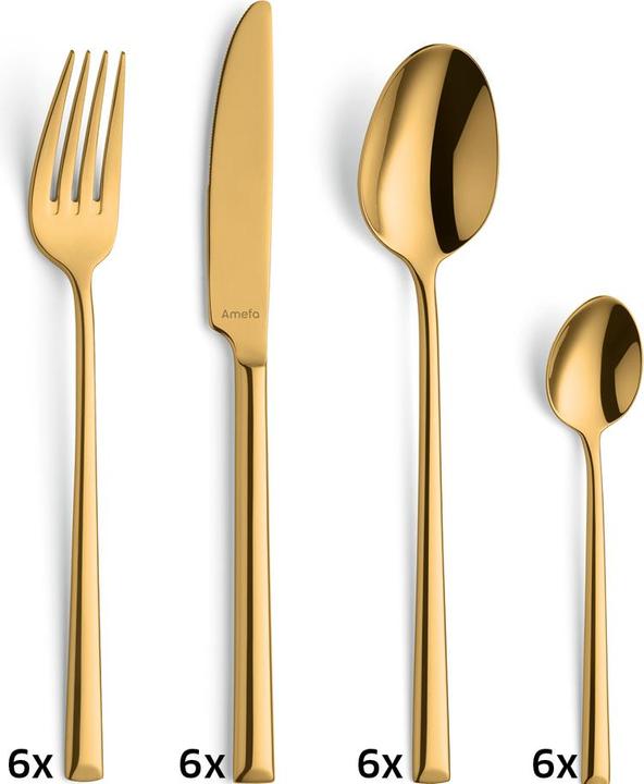Actual product image Amefa METROPOLE Besteckset 24-teilig PVD gold (24 pcs., Cutlery set)