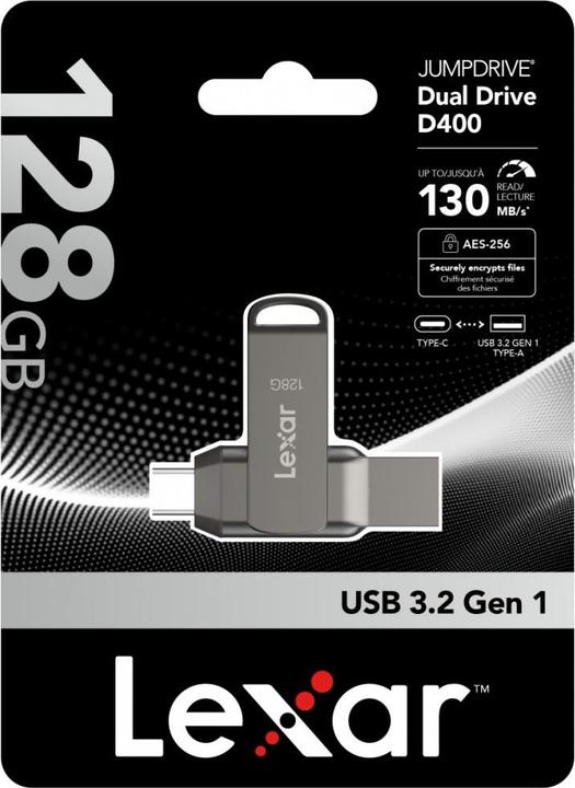 Actual product image Lexar JumpDrive Dual Drive D400 (128 GB, USB-A, USB-C)