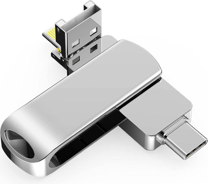 Image du produit PowerGuard iFlashDrive 4in1 USB-C Lightning MicroUSB 64GB Adaptateur USB 3.0 OTG (Lightning, Micro USB, USB-A, USB-C, Lightning, Micro USB, USB-C)