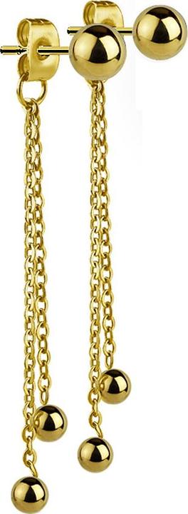 Image du produit Star Piercing Boucles d'oreilles avec boule et pendentif plaqués or (sans laiton, Acier chirurgical 316L)